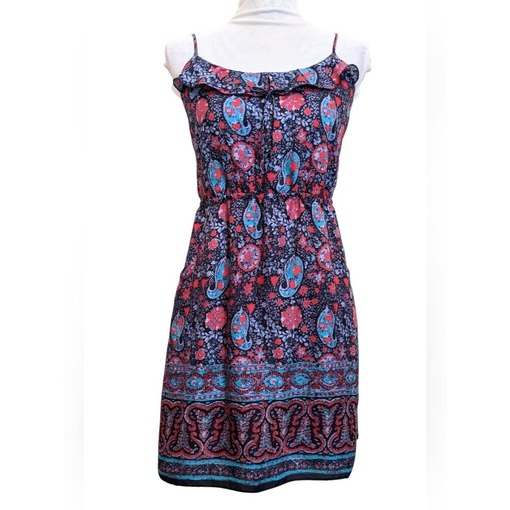 American Eagle Paisley Spaghetti Strap Sundress Pockets Ruffle Size Junior M